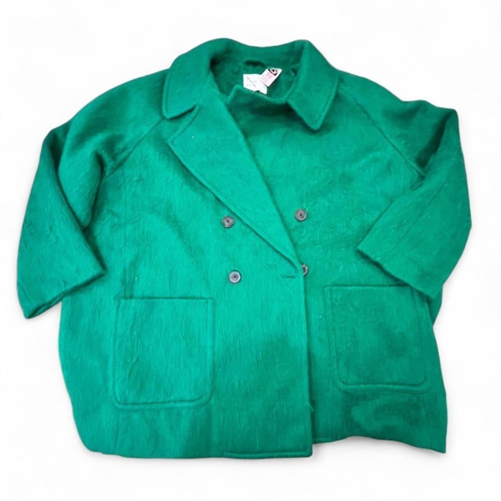 a new day Fuzzy Vibrant Green Pea Coat